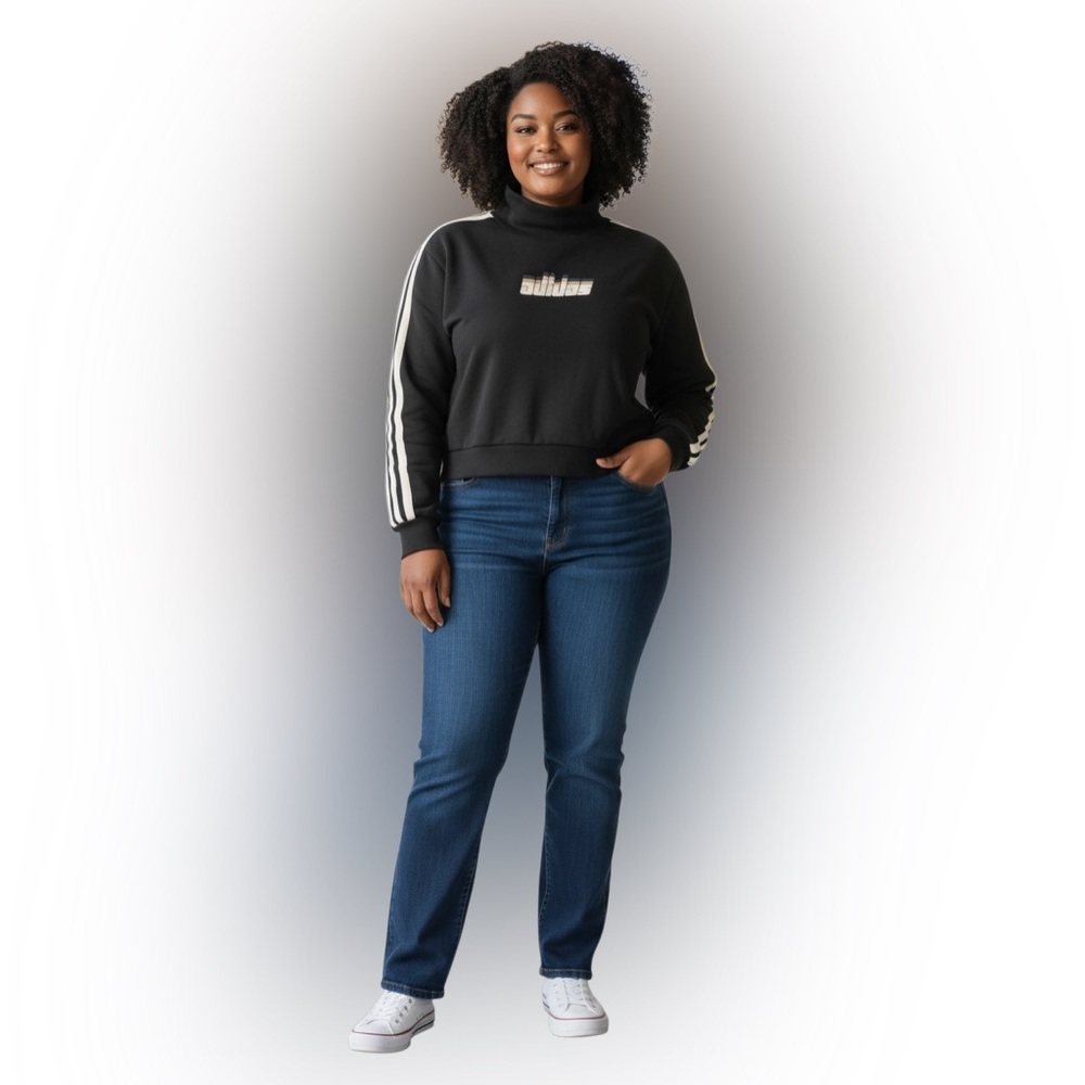Adidas  Women's  Chic Ski Mock Neck Sweatshirt , Black, M